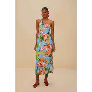 Blue Lily Bloom Euroflax™ Premium Linen Midi Dress